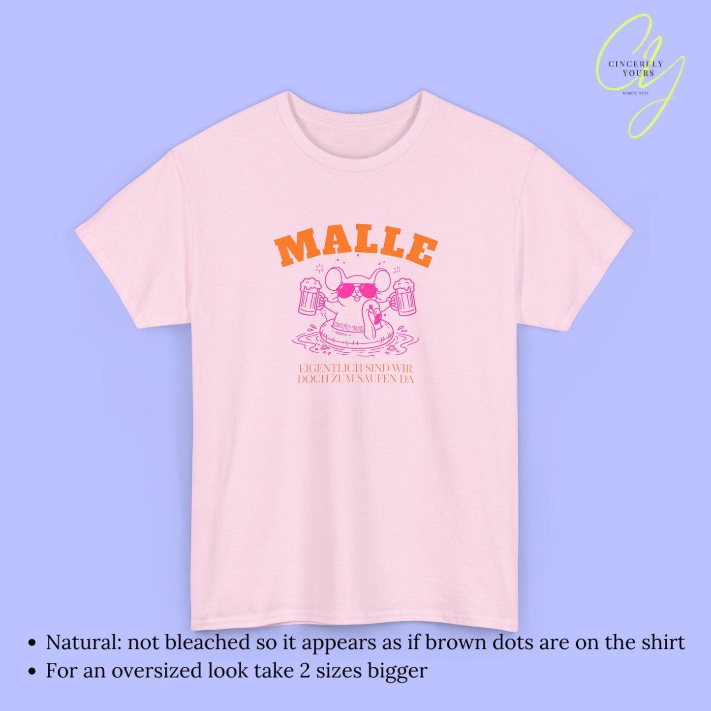 Mallemaus Shirt Malle - Party Shirt Malle Maus Flamingo Bierkrug zum Saufen da