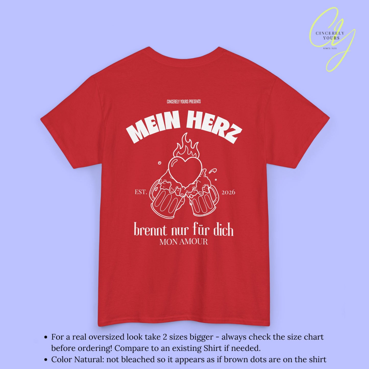 Malle Party Shirt Mon Amour — Mein Herz brennt nur für dich Bierkrüge (Customizable)