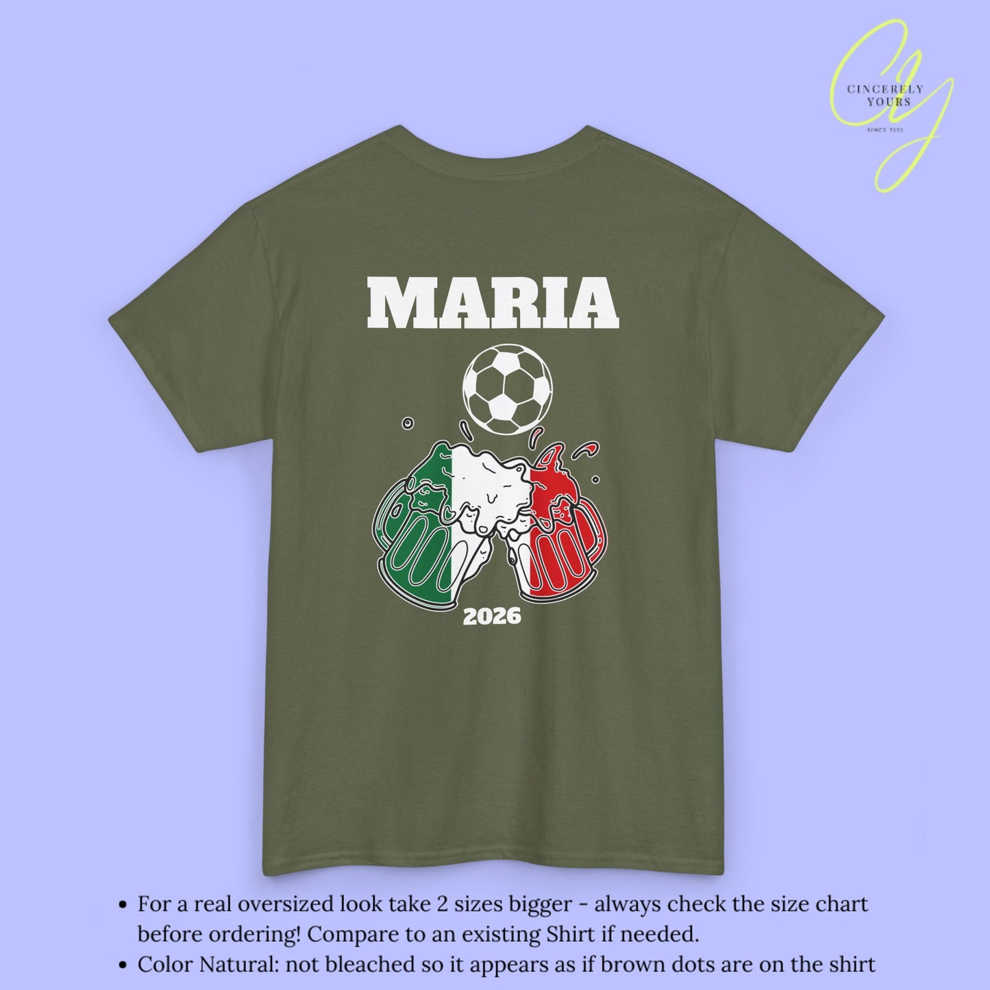 Personalised Name Football Shirt — Italy Flag Beer Stein (Customizable)