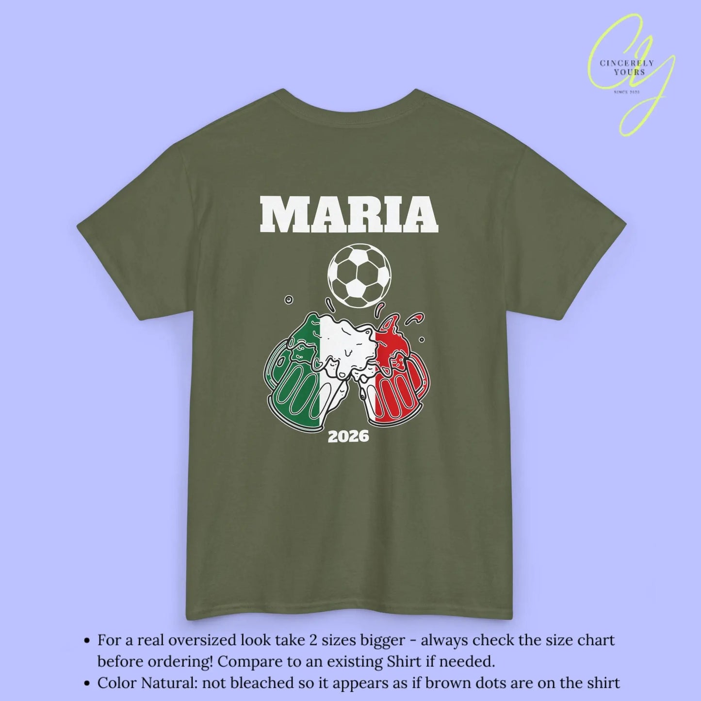 Personaliserter Name Fussball Shirt — Italien Flagge Bierkrug (Personalisierbar) Cincerely Yours