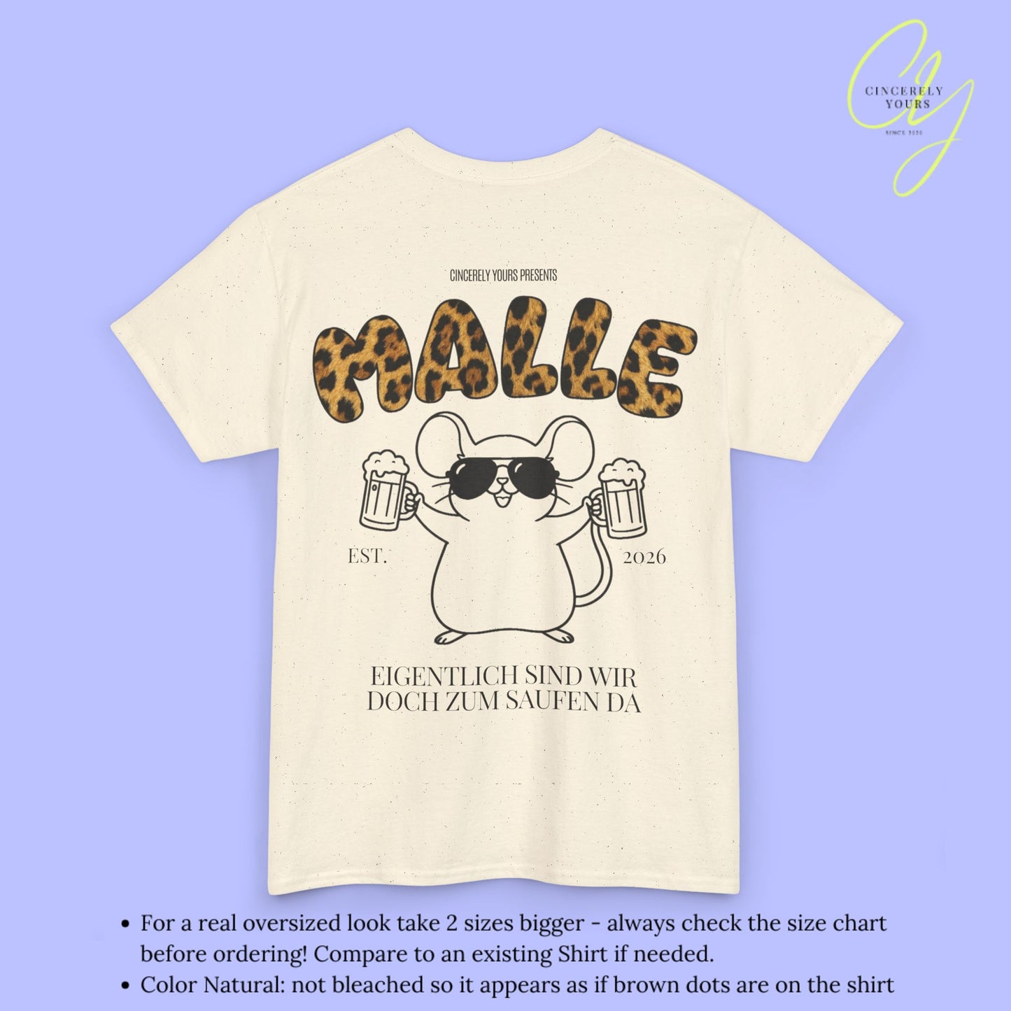 Malle Party Shirt Mallemaus — Malle Party Shirt Leopard Maus Bierkrug zum saufen da (Customizable)
