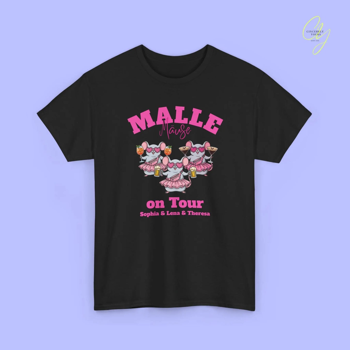 Malle Party Shirt — Malle Party Maus on tour Bierkrug, Spritz, Espresso Martini Customizable) Printify