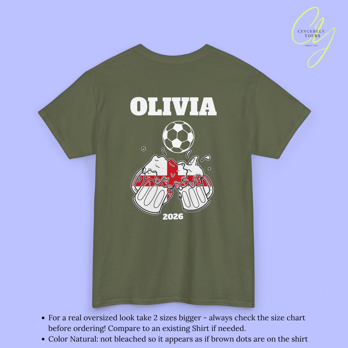 Personalised Name Football Shirt — England Flag Beer Mug (Customisable)