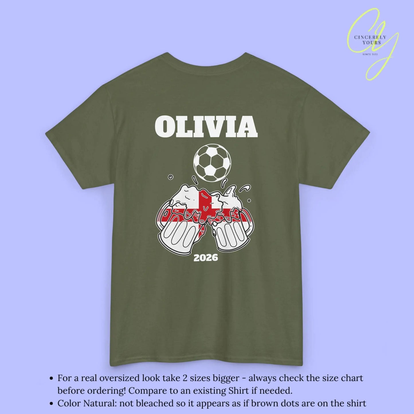 Personaliserter Name Fussball Shirt — England Flagge Bierkrug (Personalisierbar) Cincerely Yours