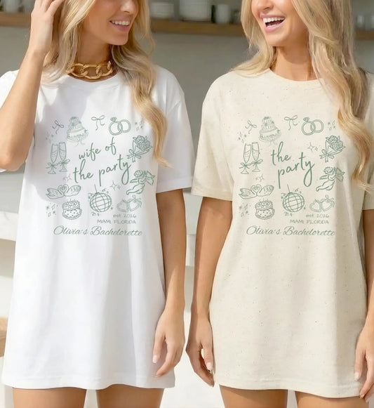 Bachelorette Shirt Hand drawn— The Party Wife (Customizable) - Cincerely Yours