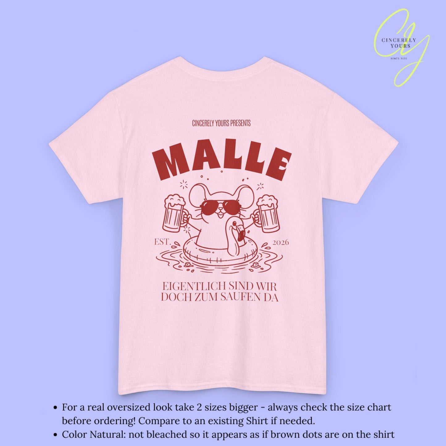 Malle Party Shirt — Party Maus Bierkrug Flamingo zum saufen da (Customizable) - Cincerely Yours