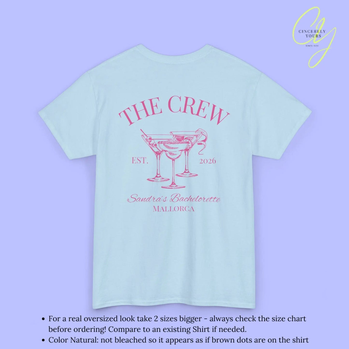 Old Money Bachelorette Party Tee — 'Bride’s Squad' Martini Bach Crew Shirt (Customizable) - Cincerely Yours