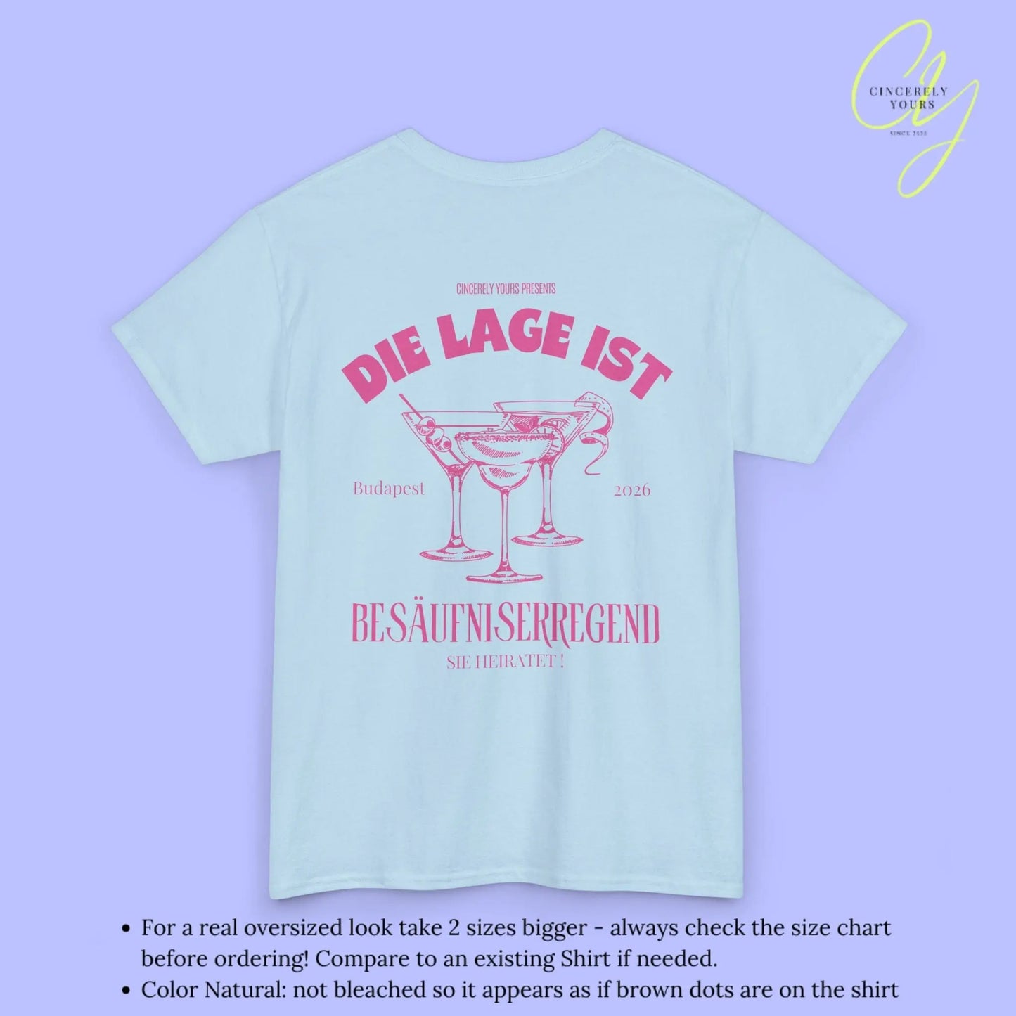 Old Money Bachelorette Party Tee — Die Lage ist besäufniserregend (Customizable) - Cincerely Yours