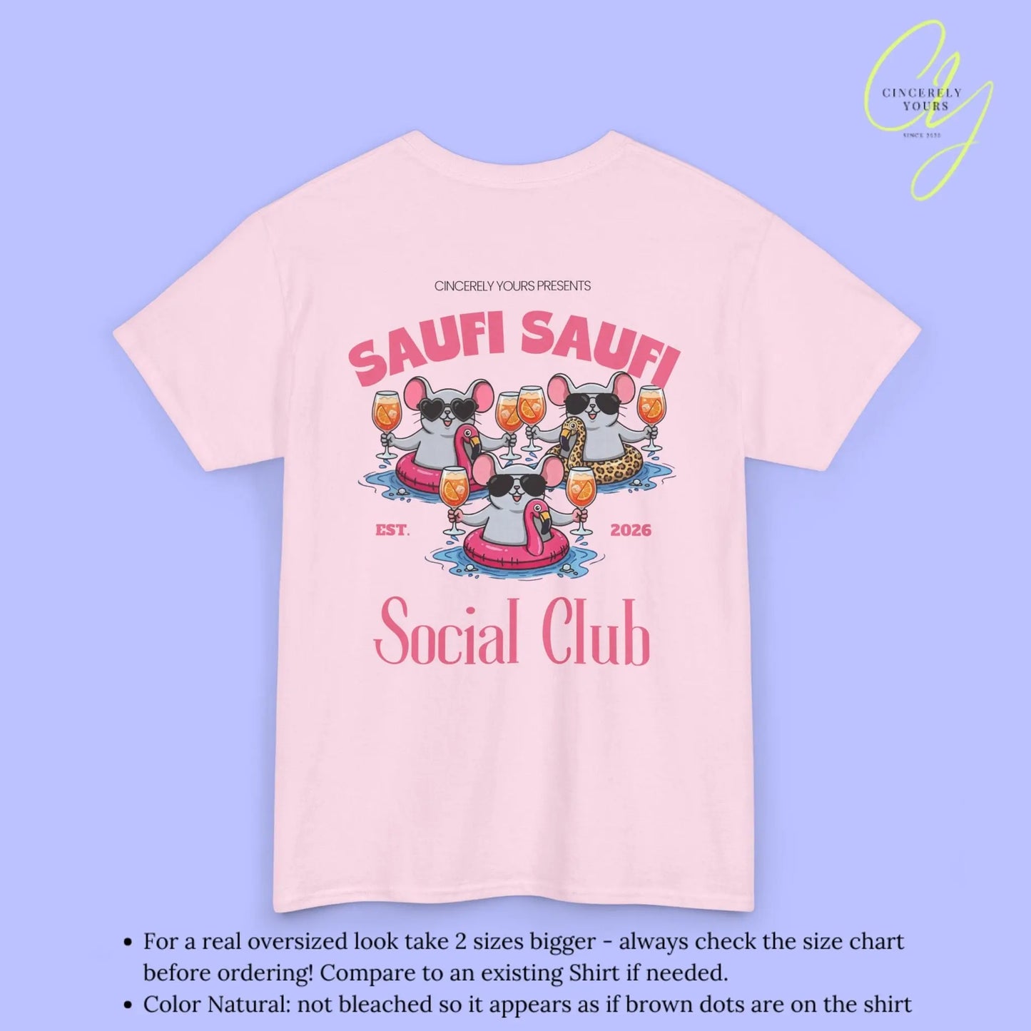 Saufi Saufi Social Club Party Shirt — Malle Orange Spritz Maus Flamingo Crew (Customizable) - Cincerely Yours