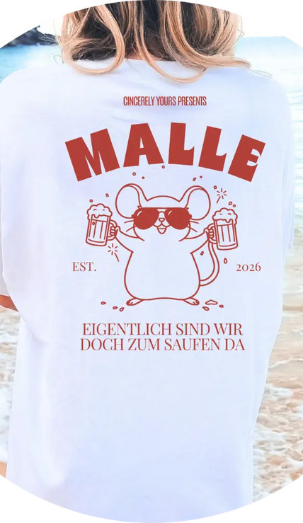 Malle Maus Party Shirt Bierkrüge Backprint shirt