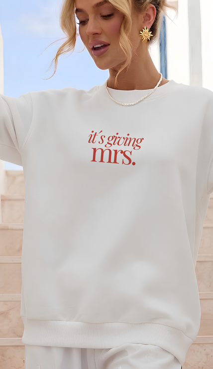 its giving mrs sweatshirt minimal red  typography