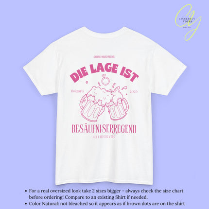 Bachelorette Shirt JGA T-Shirt - Die Lage ist besäufniserregend Sie heiratet