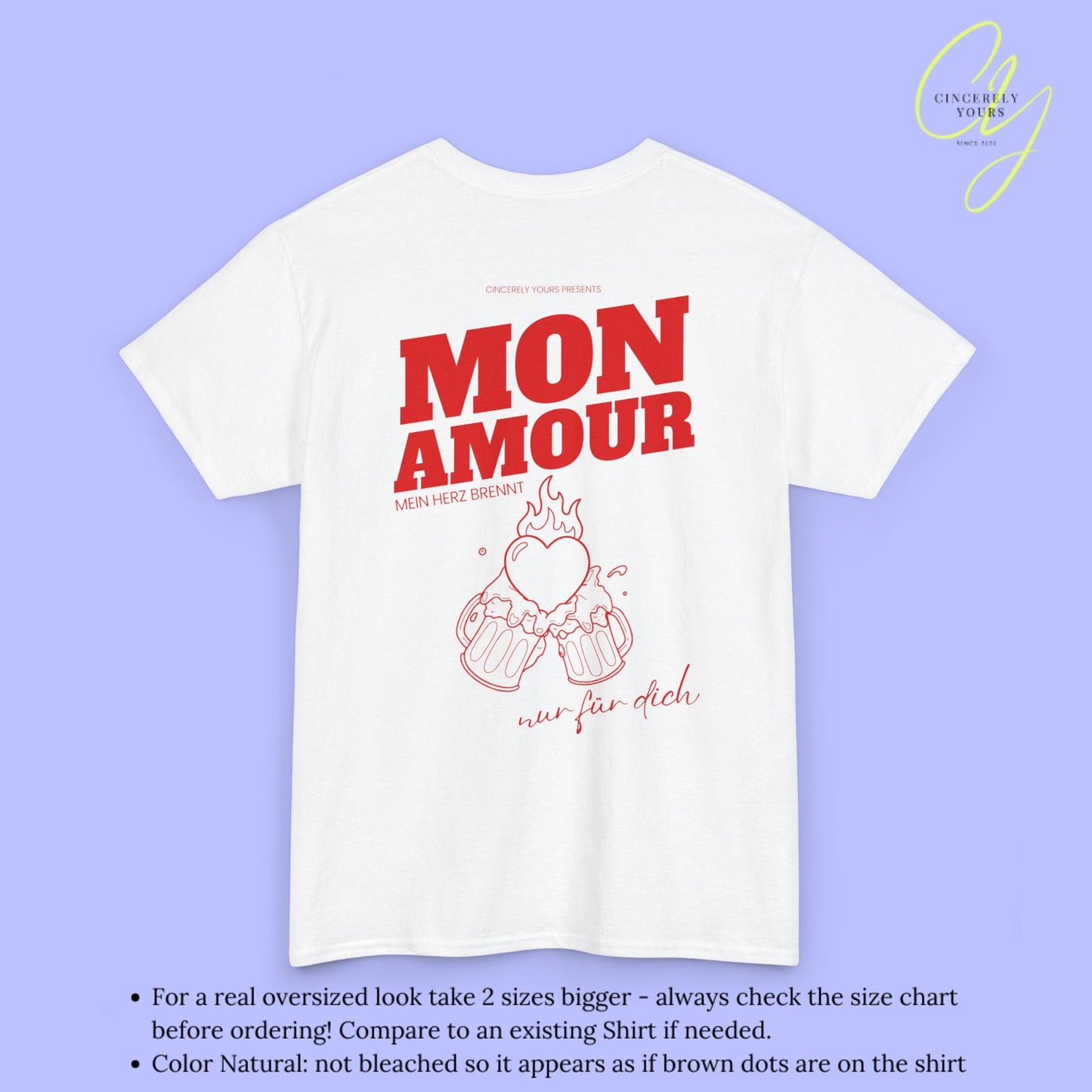 Malle Shirt Mon Amour— Mein Herz brennt nur für dich Bierkrüge (Customizable)