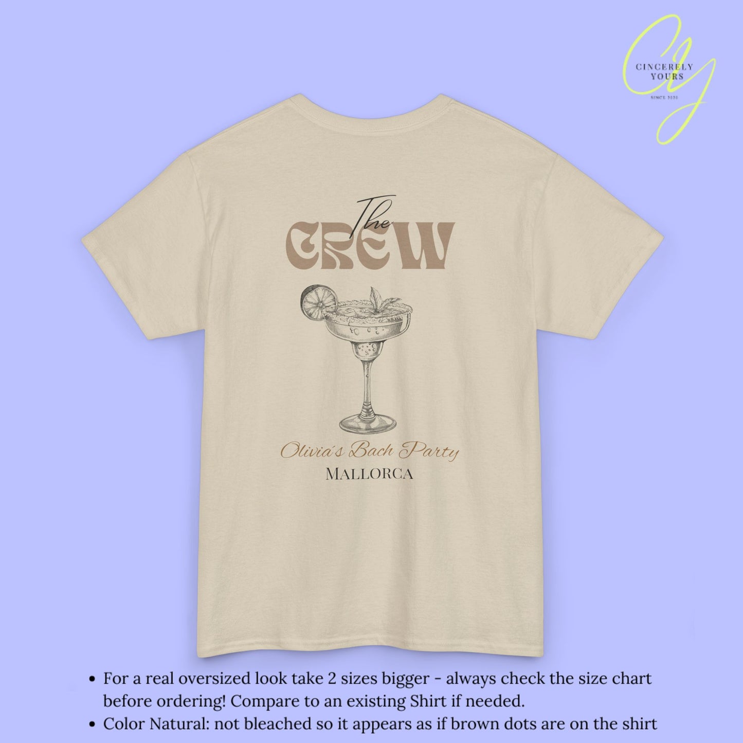 Old Money Bachelorette Shirt Beige — Margarita Hen Party Crew Shirt JGA Backprint only (Customizable)