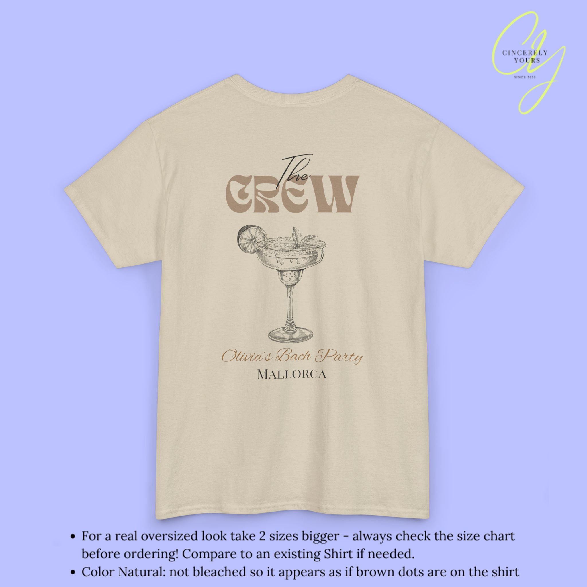 Old Money Bachelorette Shirt Beige — Margarita Hen Party Crew Shirt JGA Backprint only (Customizable)