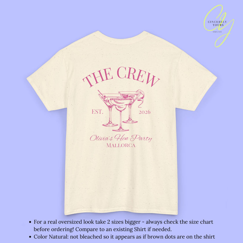 Old Money Bachelorette Shirt — Cocktail Hen Party Crew Shirt JGA Backprint only (Customizable)