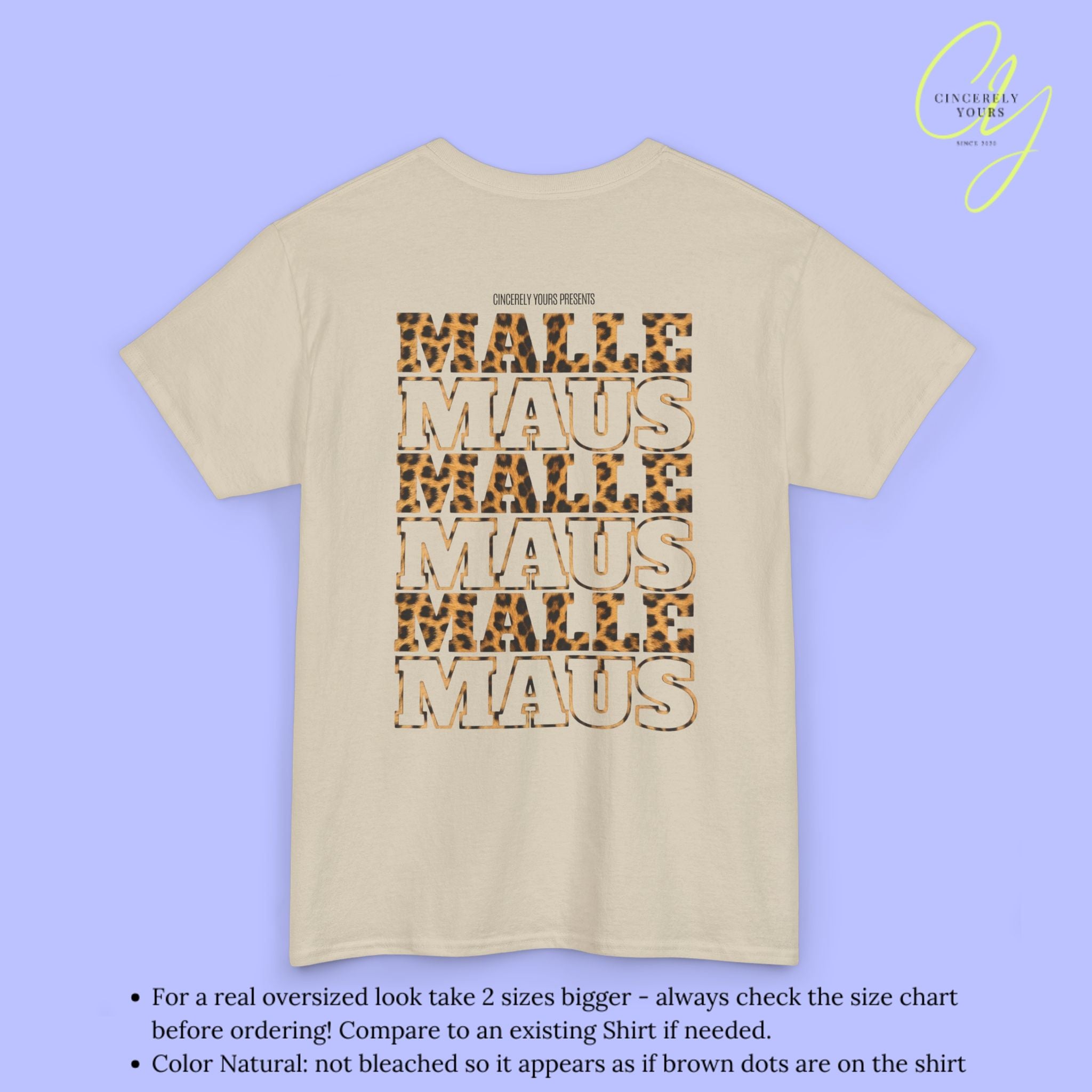 Mallemaus Shirt — Malle Maus Schriftzug Leopard Backprint Malle Shirt (Customizable)