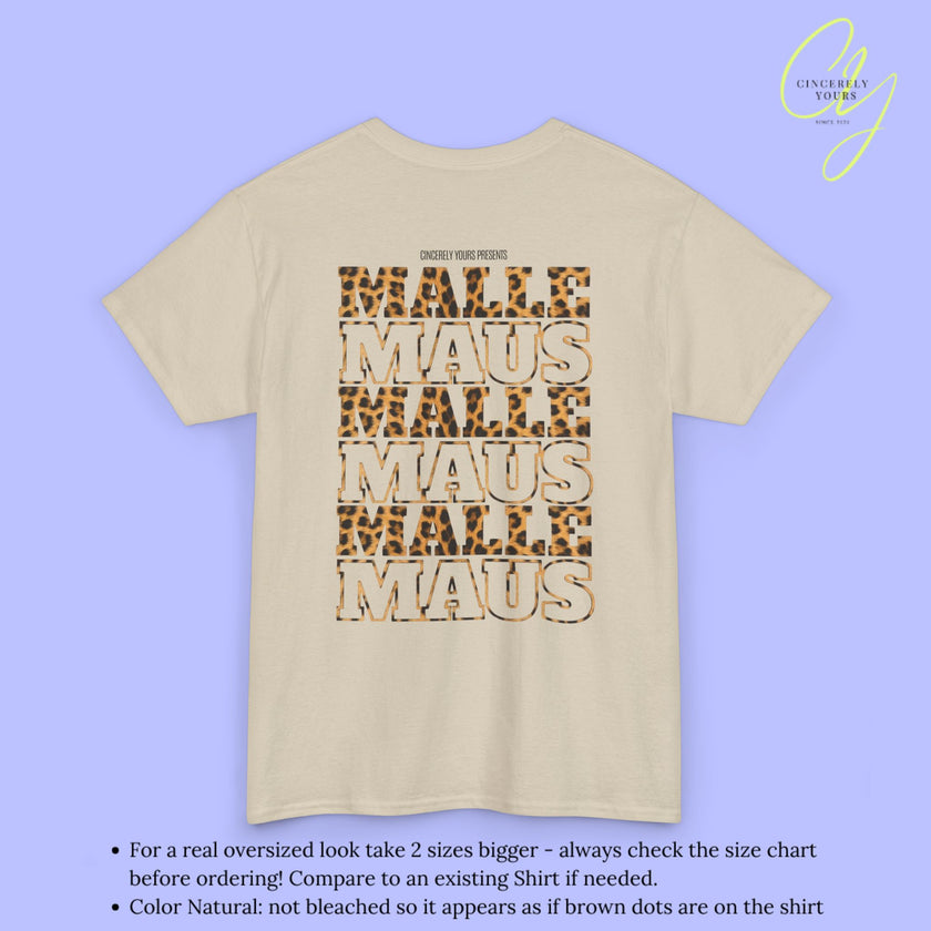 Mallemaus Shirt — Malle Maus Schriftzug Leopard Backprint Malle Shirt (Customizable)