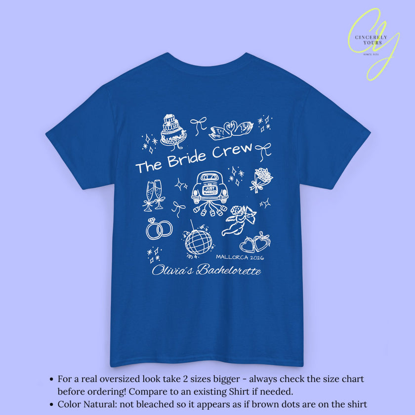 JGA Shirt Damen | Bachelorette Tee Doodle Handdrawn Braut Party Shirt