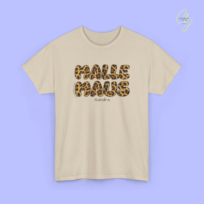 Mallemaus Shirt Malle Maus Leo — Malle Maus Schriftzug Leopard (Customizable)