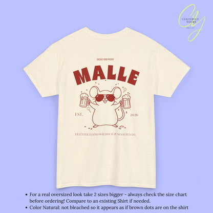 Mallemaus Shirt Malle - Party Shirt Malle Maus Bierkrug zum Saufen da (Personalisierbar)