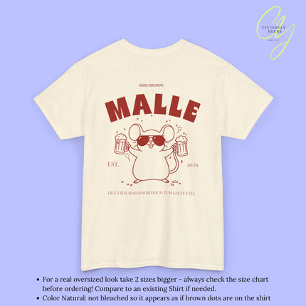 Mallemaus Shirt Malle - Party Shirt Malle Maus Bierkrug zum Saufen da (Personalisierbar)