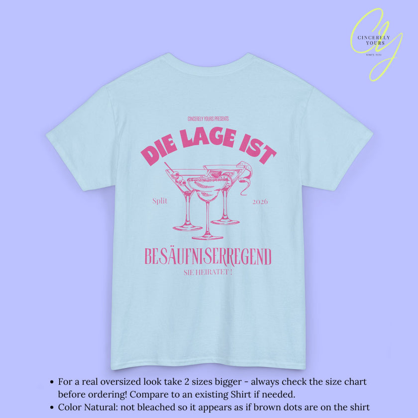 Old Money Bachelorette Shirt — The situation is getting drunk pink cocktail Hen Party (Customizable)
