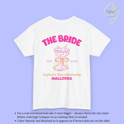 Coquette  Bachelorette Party Tee — The Bride Crew cherry bow Champagne (Customizable) Cincerely Yours