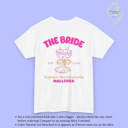 Coquette  Bachelorette Party Tee — The Bride Crew cherry bow Champagne (Customizable) Cincerely Yours