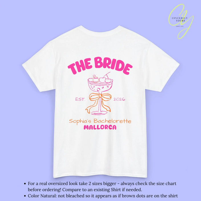 Coquette  Bachelorette Party Tee — The Bride Crew cherry bow Champagne (Customizable) Cincerely Yours