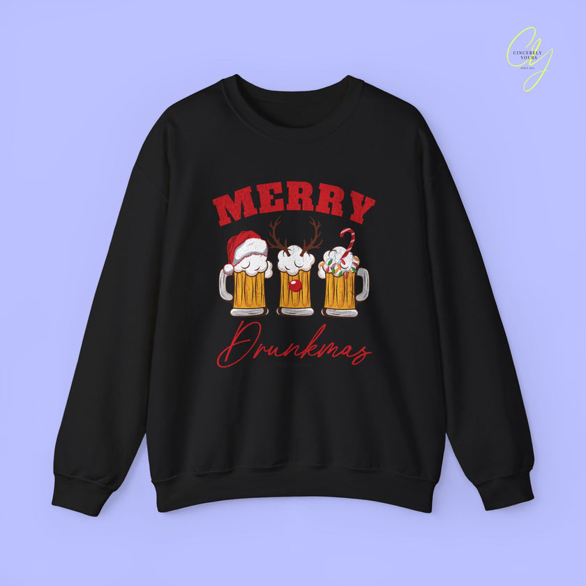 Christmas Sweatshirt | Merry Drunkmas Beer Stein