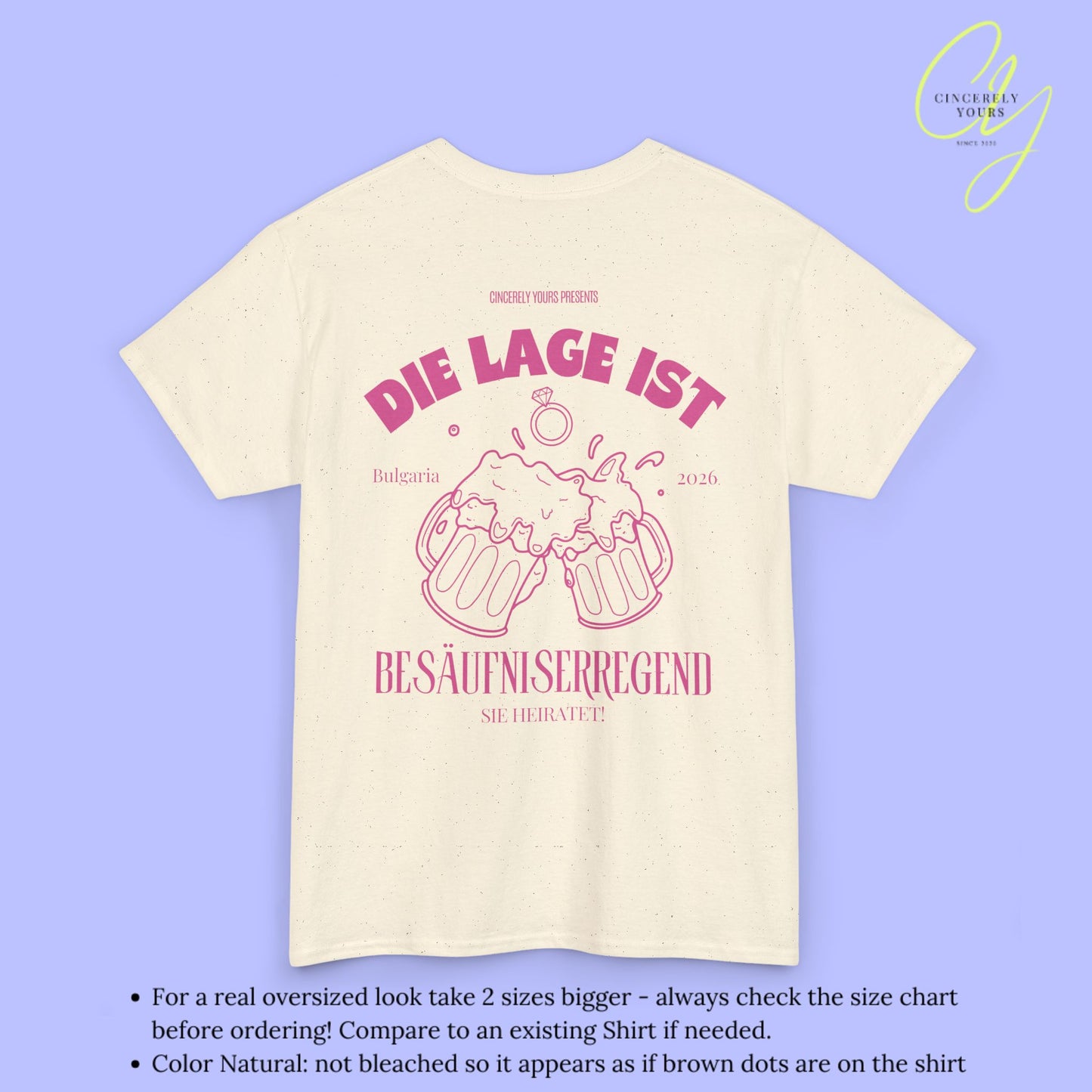 Bachelorette Shirt JGA T-Shirt - Die Lage ist besäufniserregend Sie heiratet