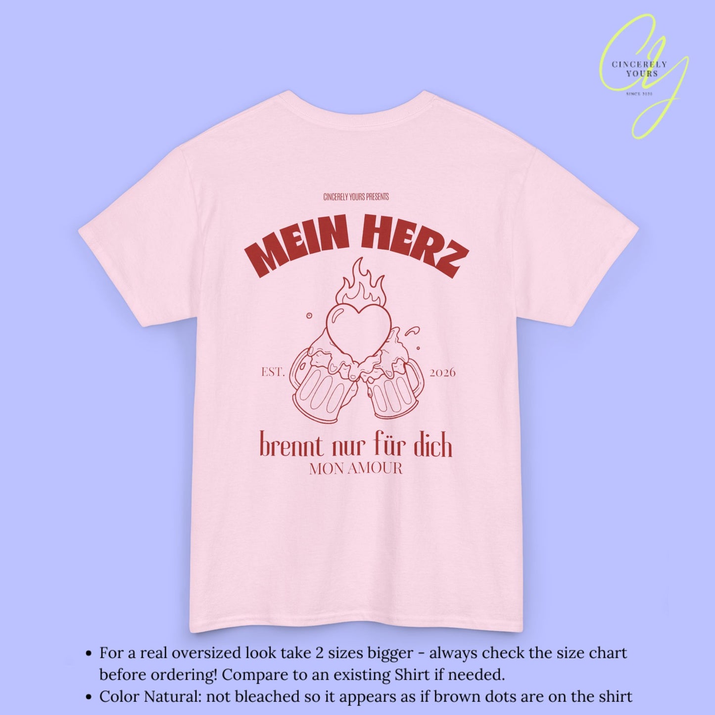 Malle Party Shirt Mon Amour — Mein Herz brennt nur für dich Bierkrüge (Customizable)