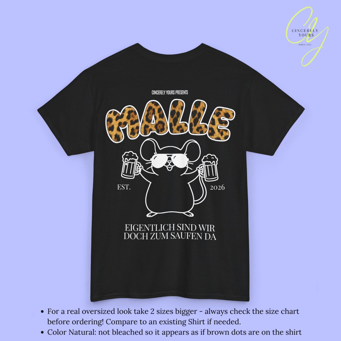 Malle Party Shirt Mallemaus — Malle Party Shirt Leopard Maus Bierkrug zum saufen da (Customizable)