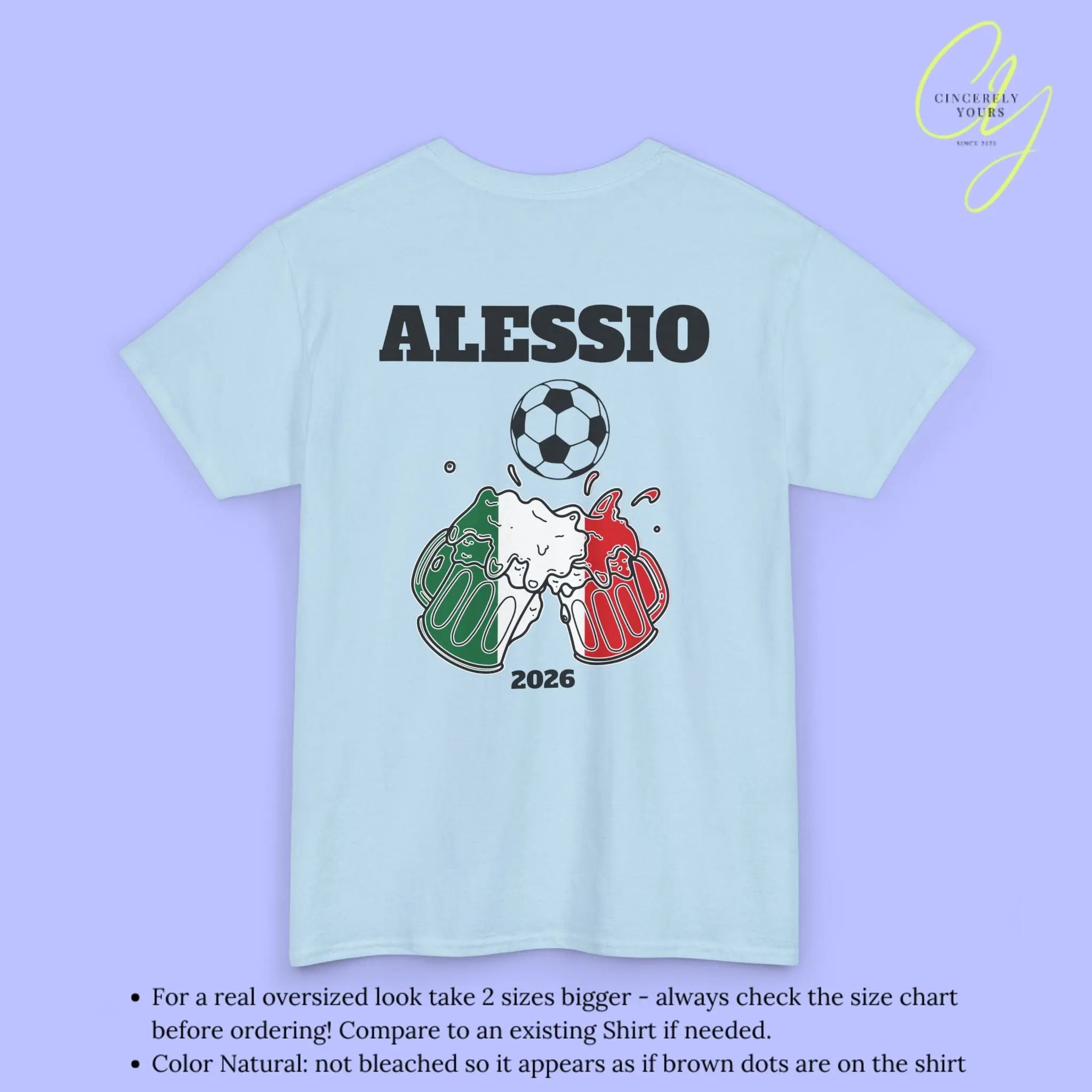 Personaliserter Name Fussball Shirt — Italien Flagge Bierkrug (Personalisierbar) Cincerely Yours