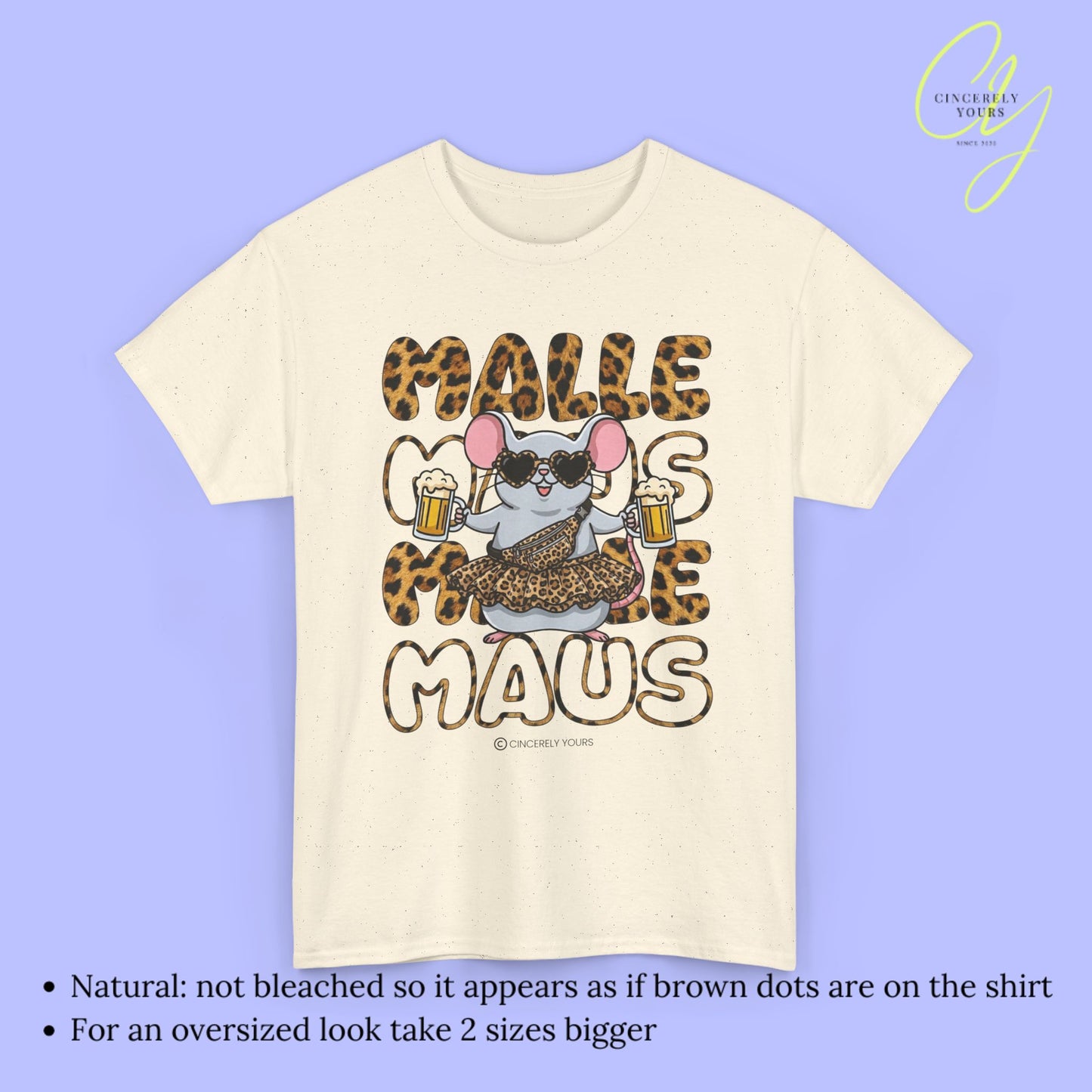 Mallemaus Shirt Malle Maus  - Leopard Bauchtasche Bierkrug