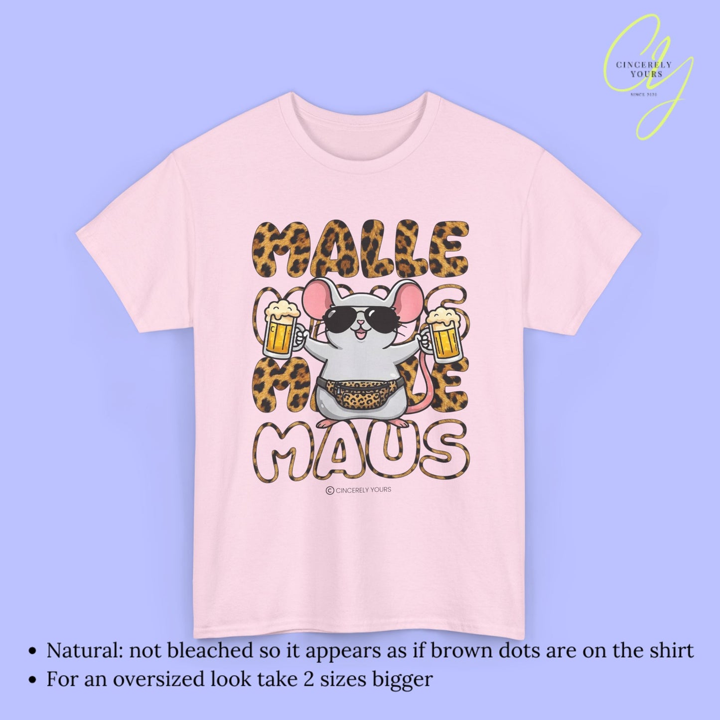 Mallemaus Shirt Malle Maus  - Leopard Bauchtasche Bierkrug OG