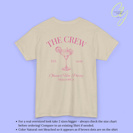 Old Money Bachelorette Shirt — Margarita Hen Party Crew Shirt JGA Backprint only (Customizable)