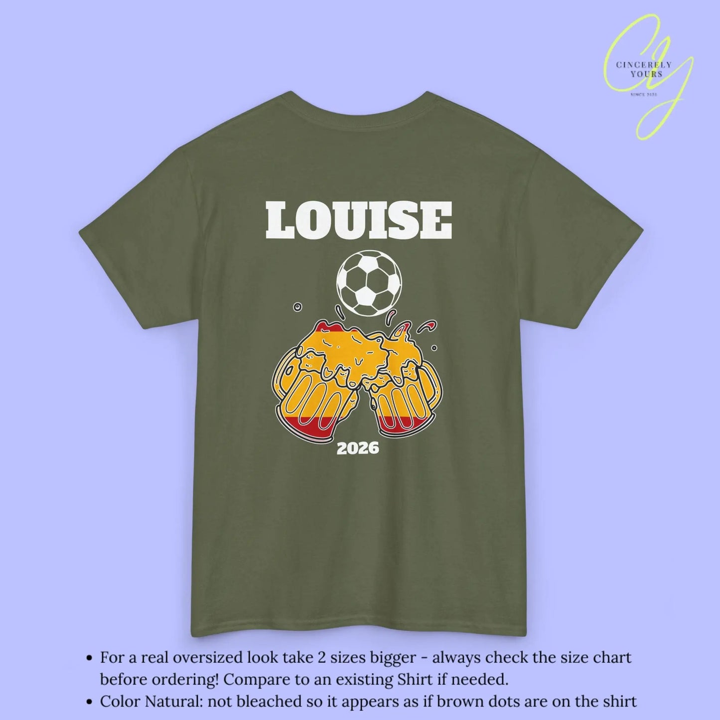 Personaliserter Name Fussball Shirt — Spanien Flagge Bierkrug (Personalisierbar) Cincerely Yours