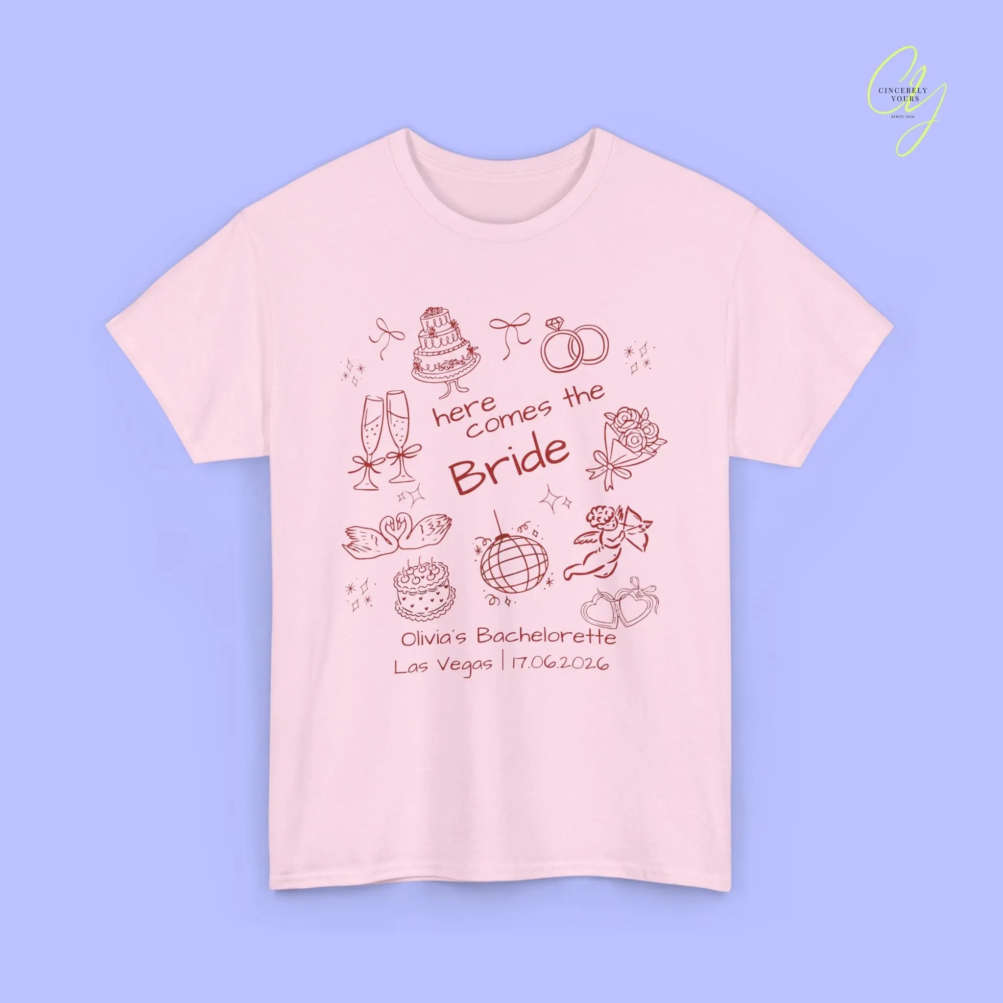 Bachelorette Shirt  — Here comes the Bride Crew (Customizable) Cincerely Yours