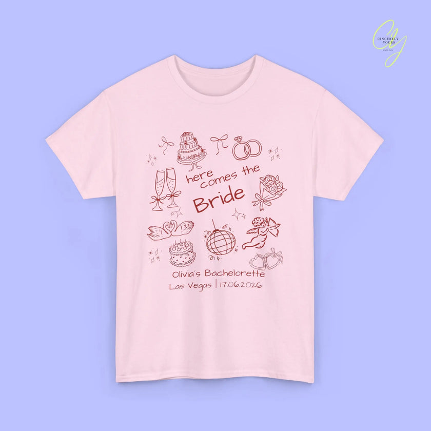 Bachelorette Shirt  — Here comes the Bride Crew (Customizable) Cincerely Yours