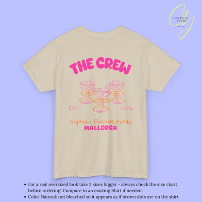Coquette  Bachelorette Party Tee — The Bride Crew cherry bow Champagne (Customizable) Cincerely Yours