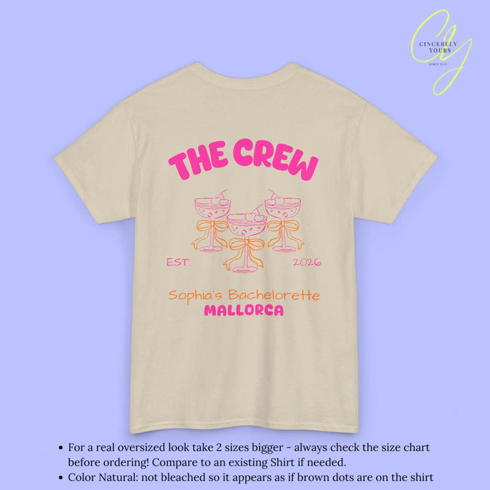 Coquette  Bachelorette Party Tee — The Bride Crew cherry bow Champagne (Customizable) Cincerely Yours