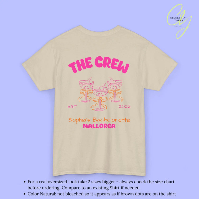 Coquette  Bachelorette Party Tee — The Bride Crew cherry bow Champagne (Customizable) Cincerely Yours