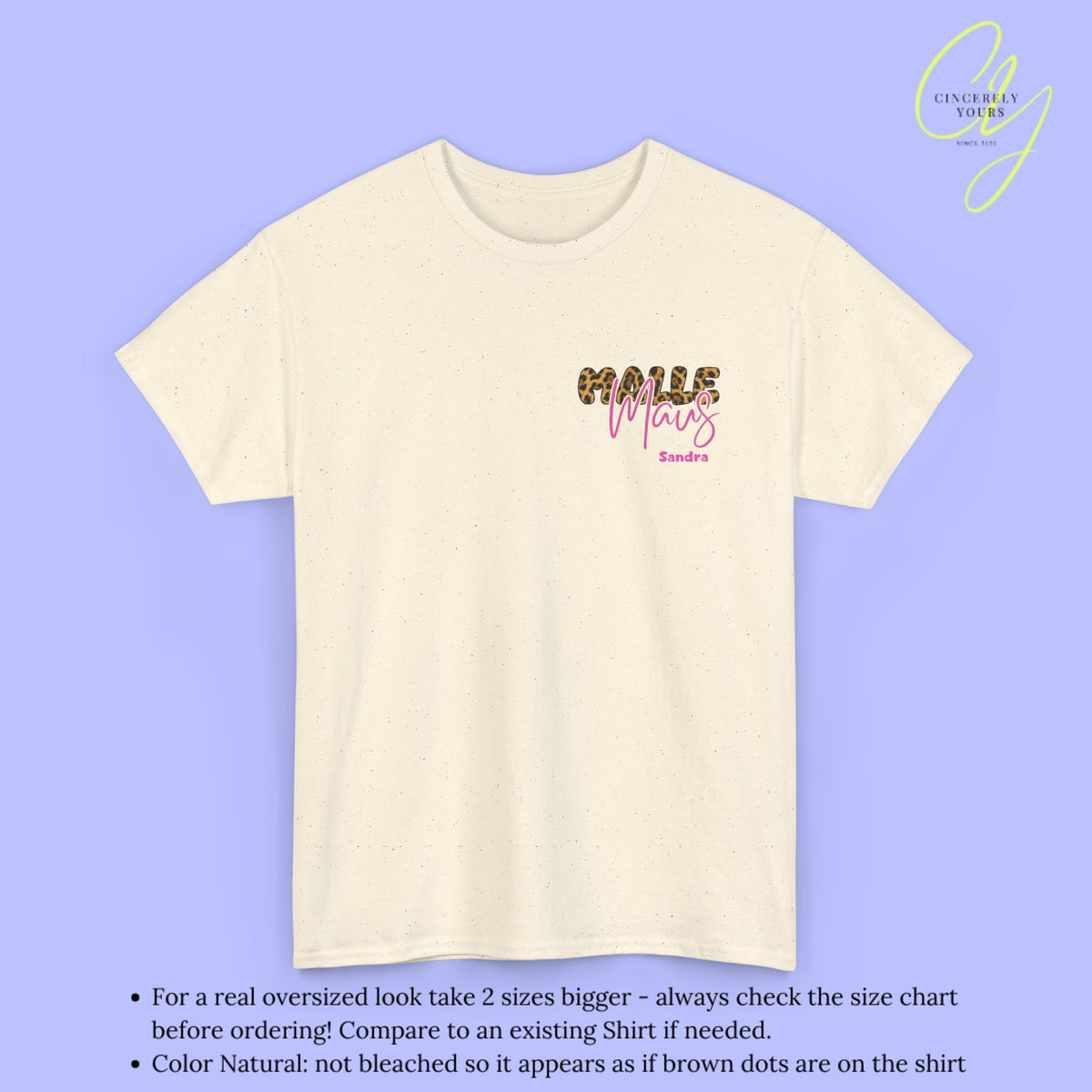 Mallemaus Shirt | Malle Maus Leopard bubble font Pink