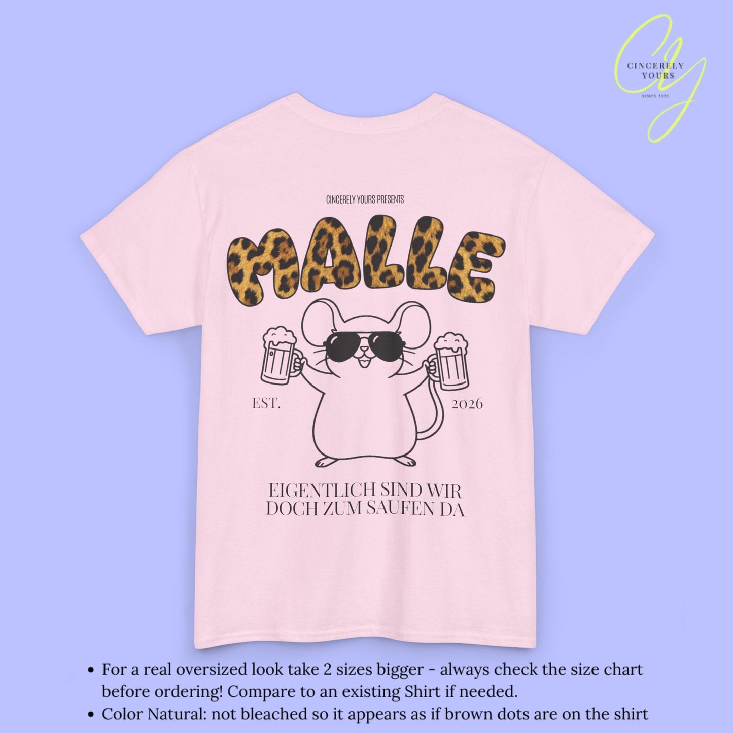 Malle Party Shirt Mallemaus — Malle Party Shirt Leopard Maus Bierkrug zum saufen da (Customizable)
