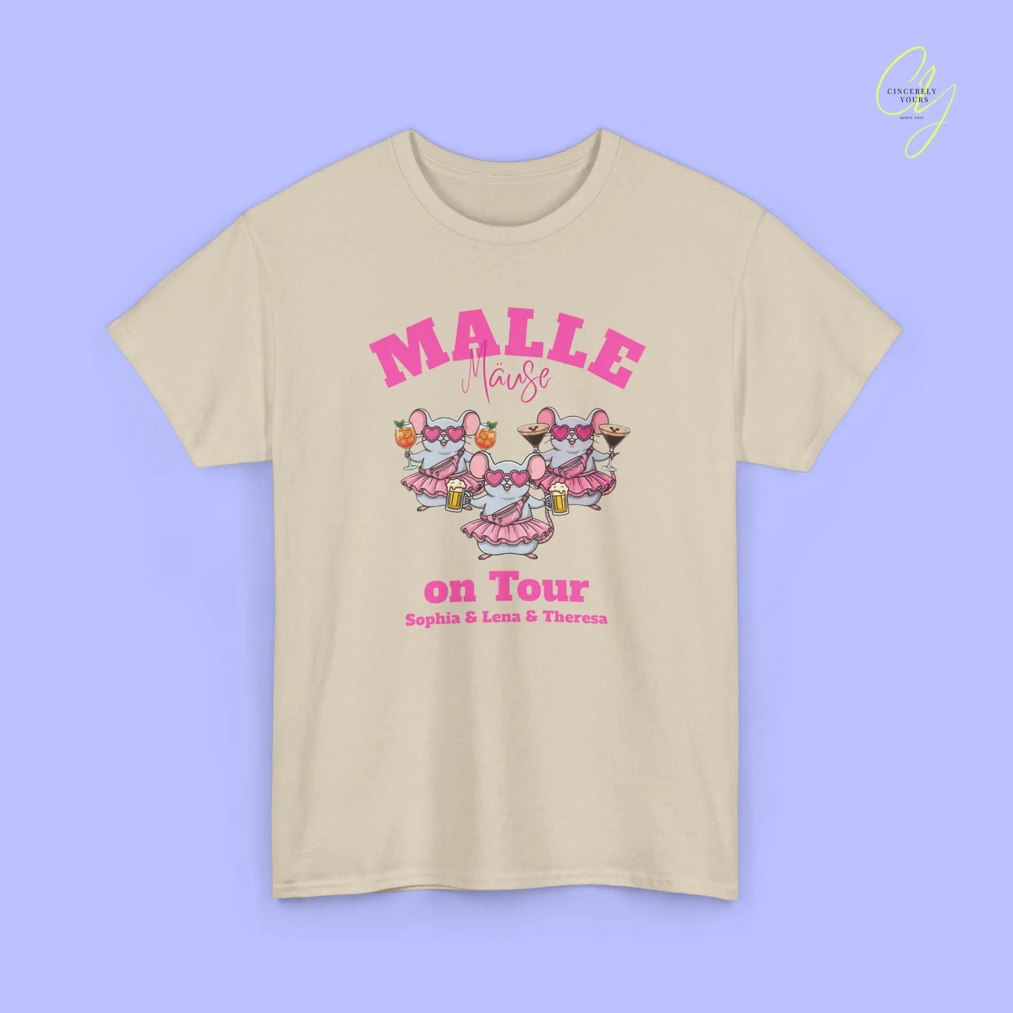 Malle Party Shirt — Malle Party Maus on tour Bierkrug, Spritz, Espresso Martini Customizable) Printify