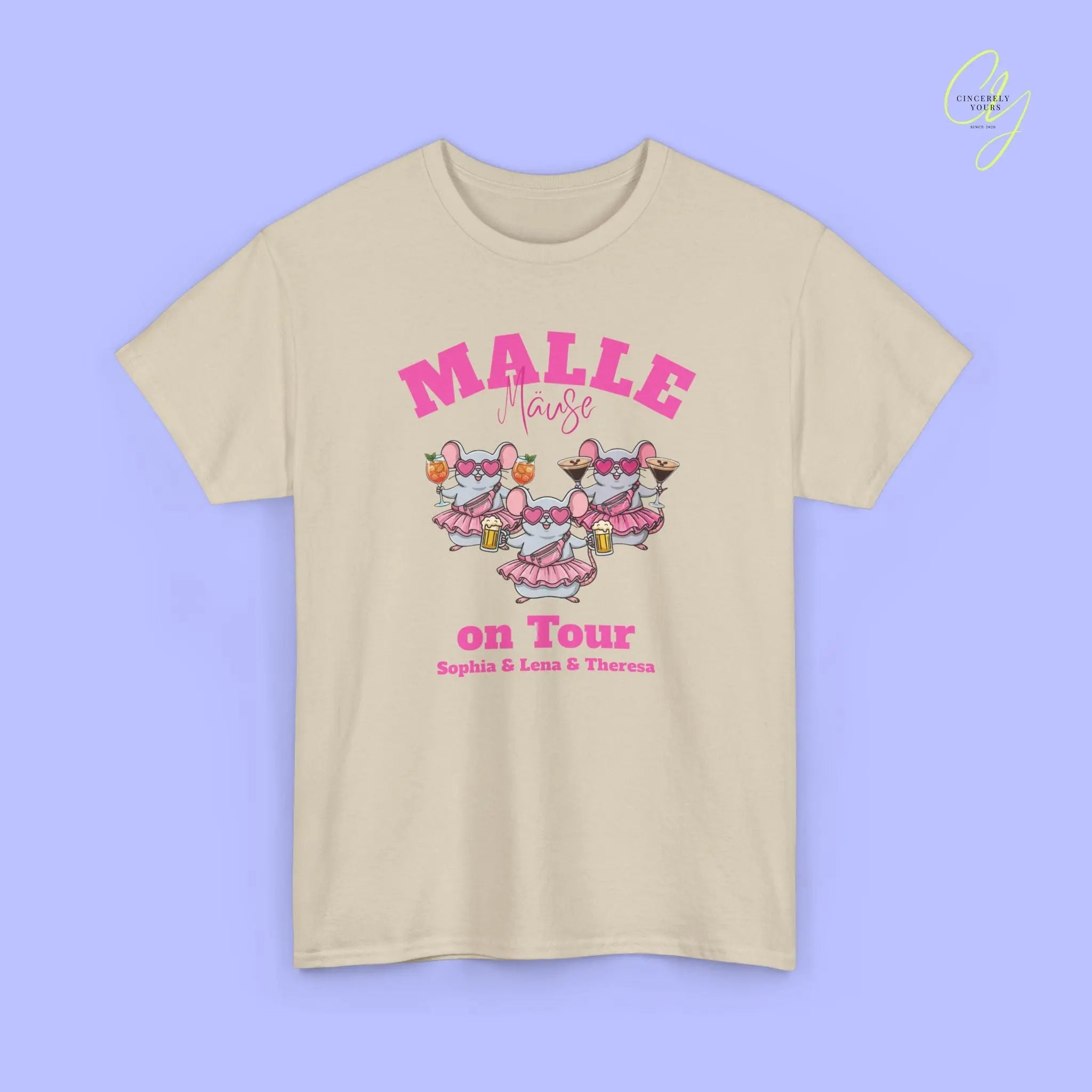 Malle Party Shirt — Malle Party Maus on tour Bierkrug, Spritz, Espresso Martini Customizable) Printify