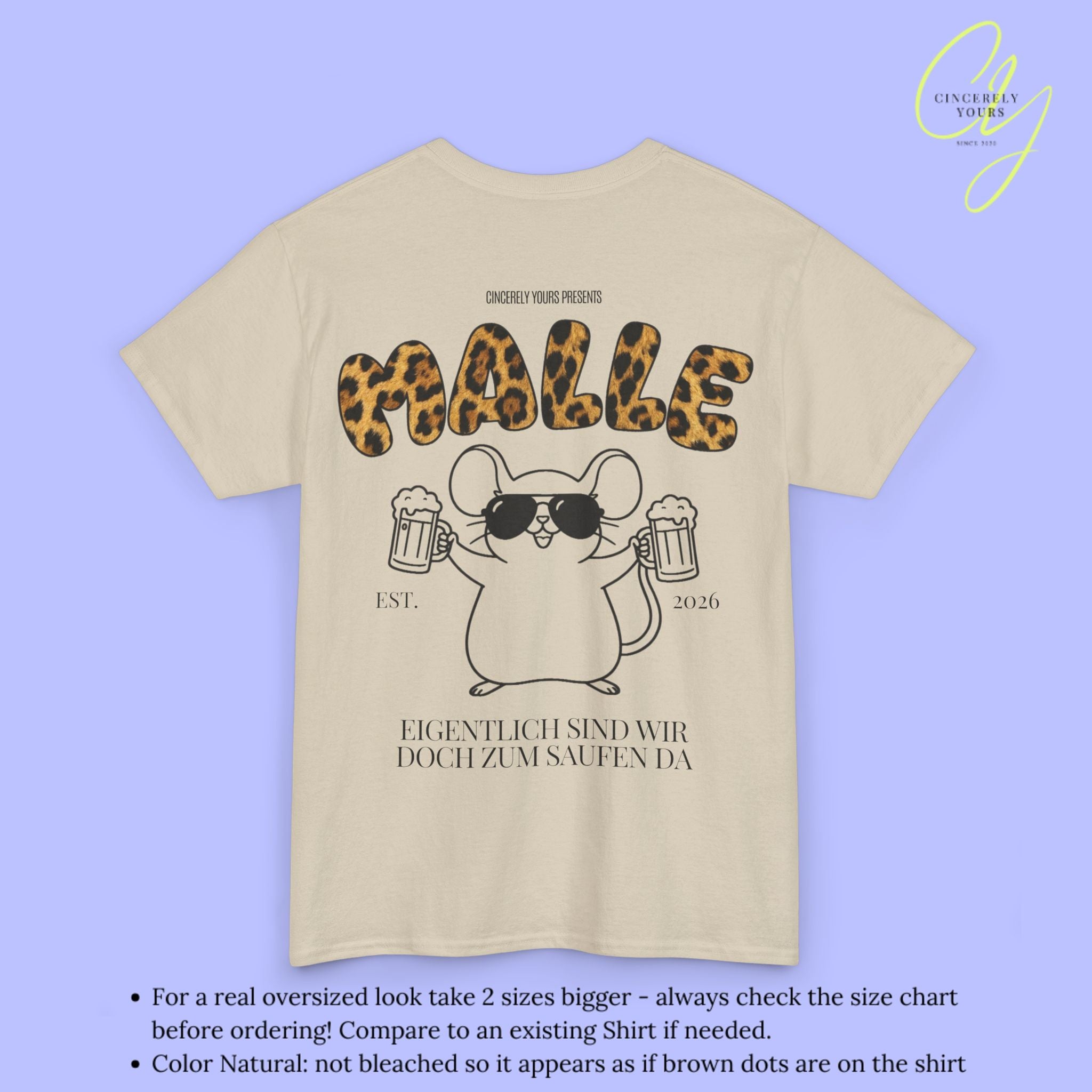 Malle Party Shirt Mallemaus — Malle Party Shirt Leopard Maus Bierkrug zum saufen da (Customizable)