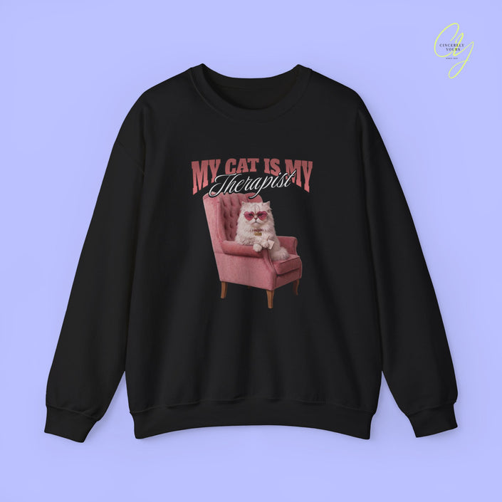 Cat Mom Sweatshirt | My Cat Is My Therapist